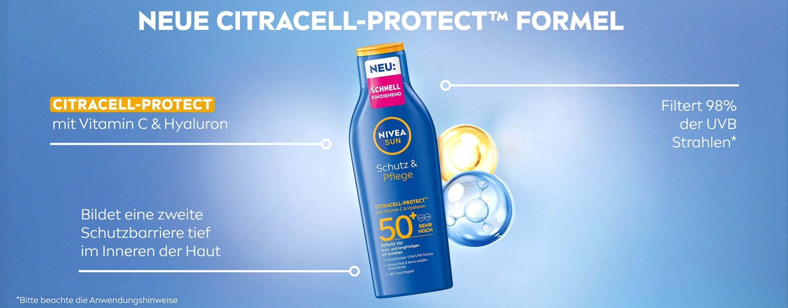 Banner Citracell-Protect Formel mit ZUsatzinformationen
