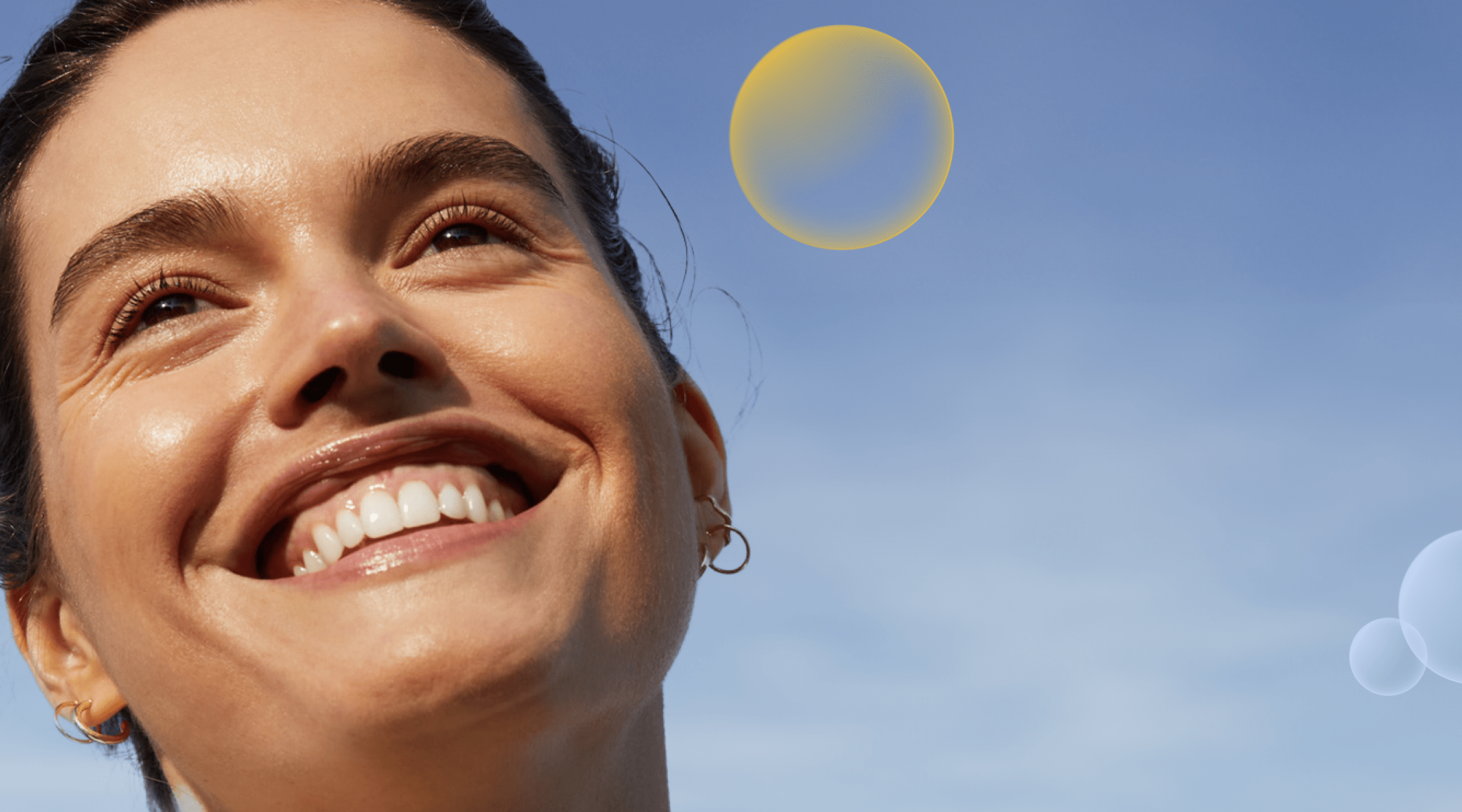 Woman with clear and healthy skin after using Vitamin E skincare