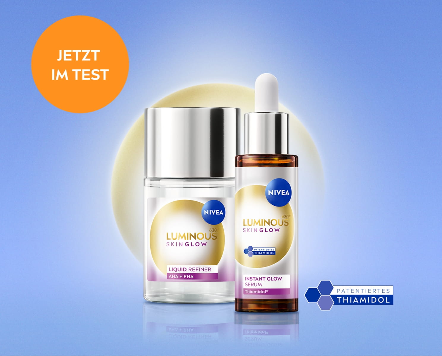 Das neue NIVEA LUMINOUS630® SKIN GLOW Instant Glow Serum & der Liquid Refiner – jetzt gratis testen!
