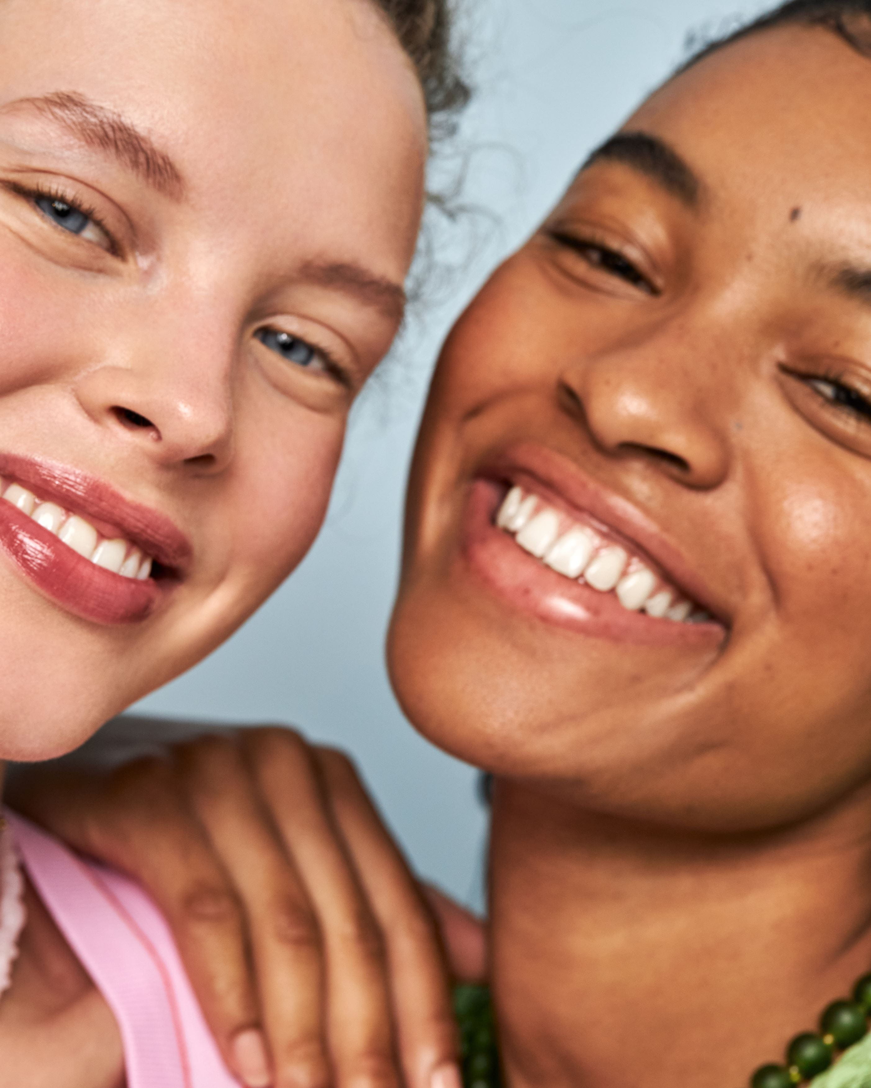 Two women smiling