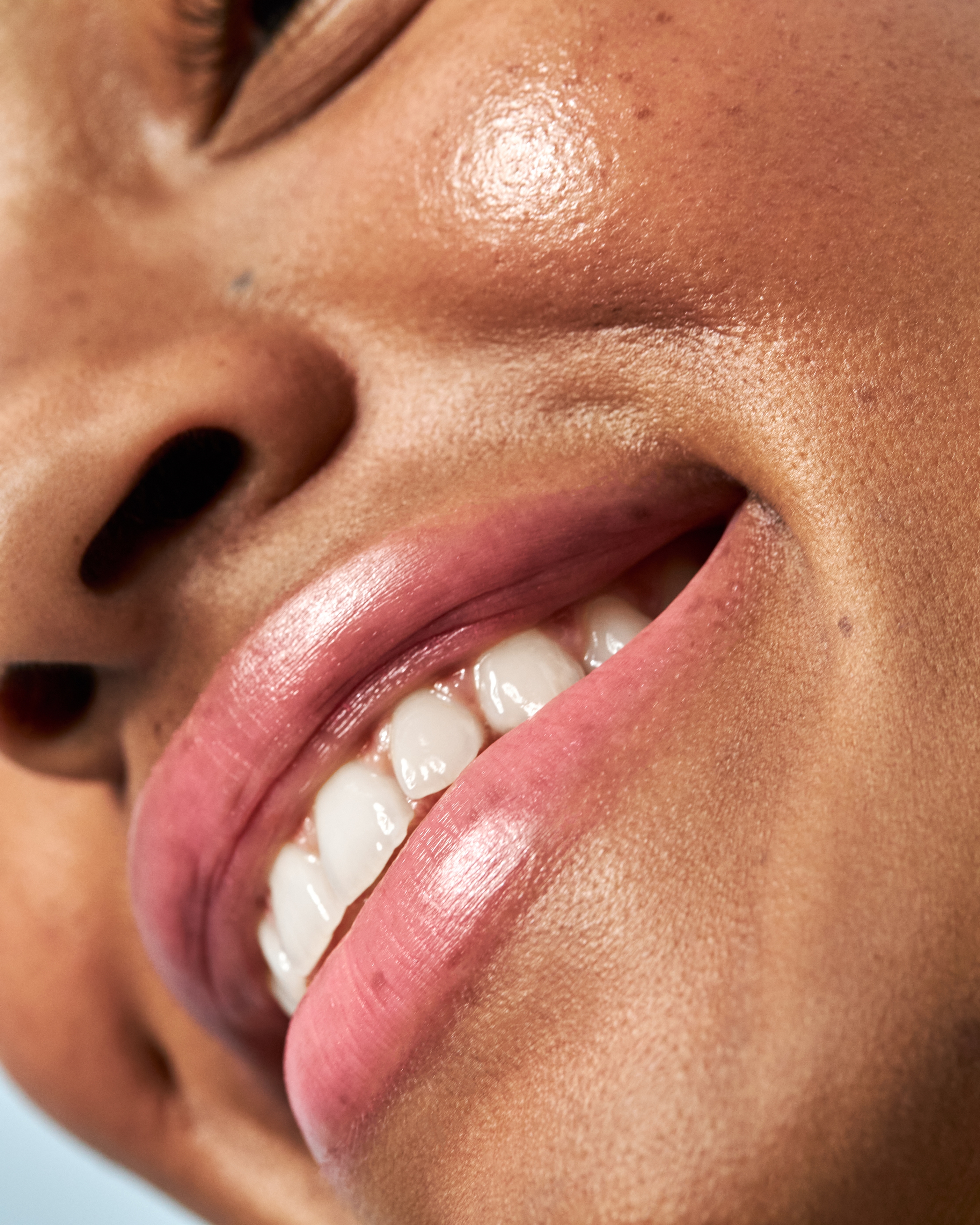 Woman with pink lips