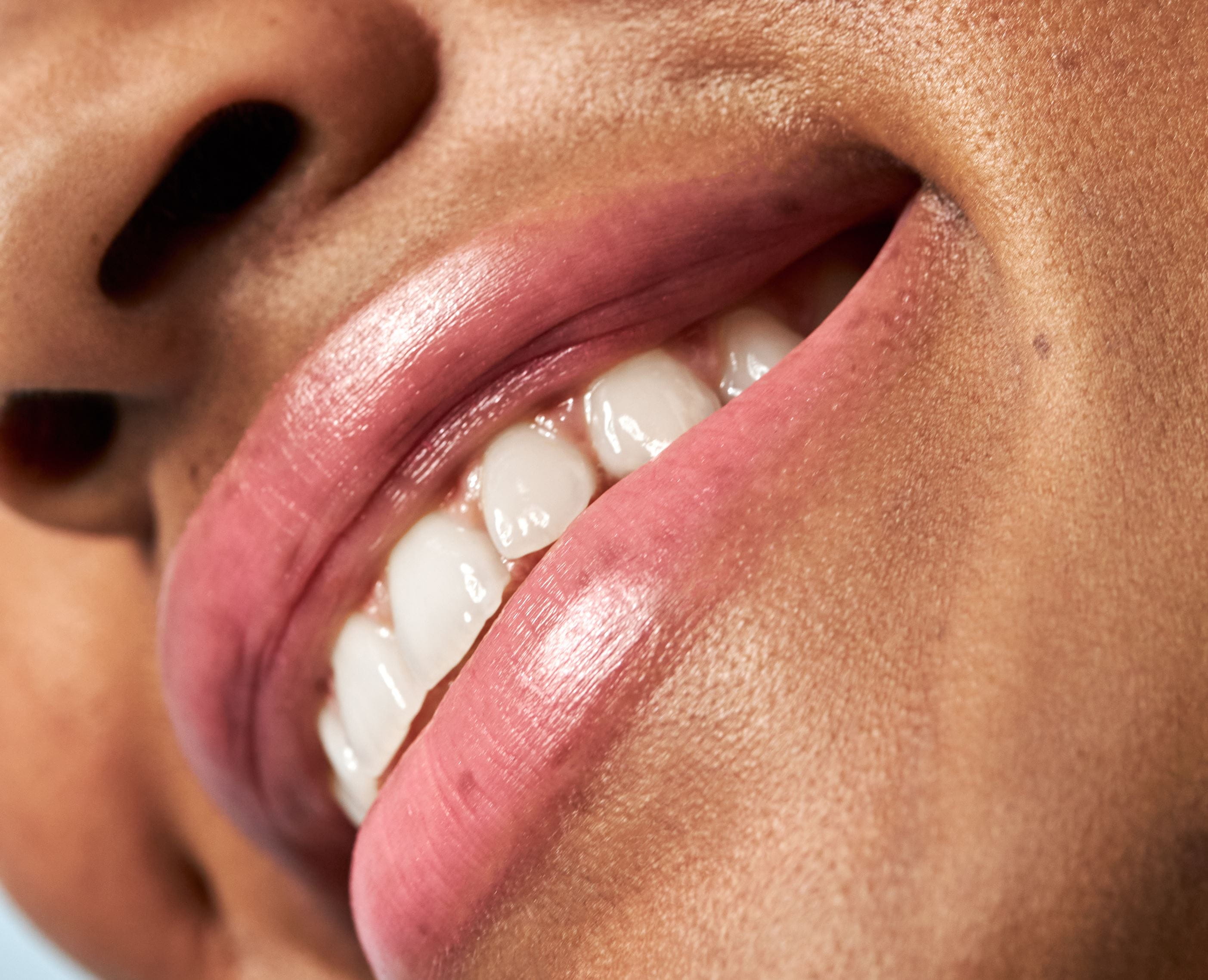 Woman with pink lips