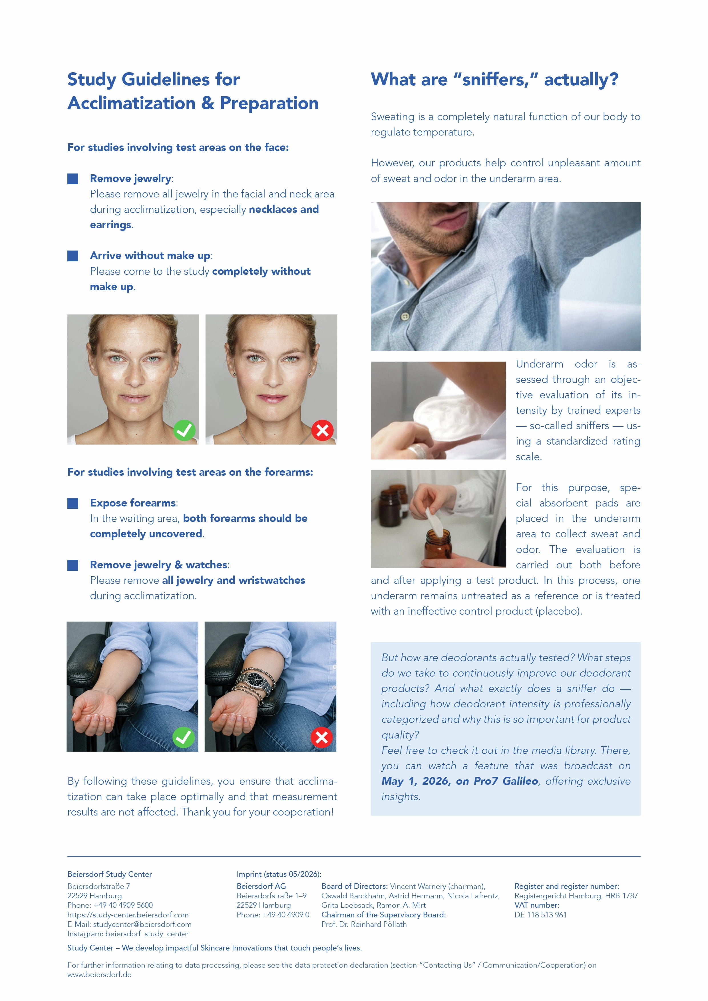 Instructions for Beiersdorf Study Center app usage and study participation. Includes tips for booking studies, deleting the app, and setting up quick access to the study portal.