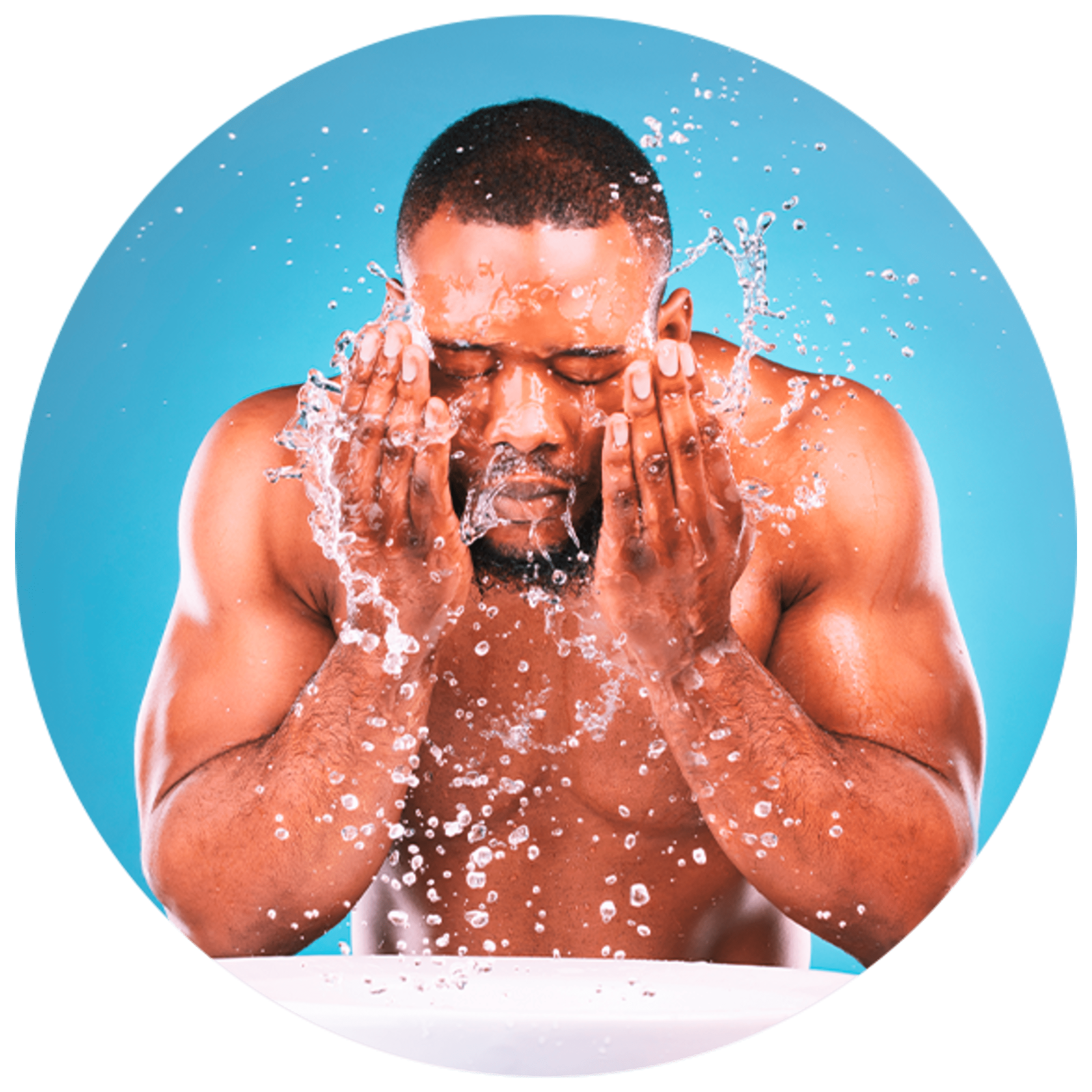 Man splashing water on his face