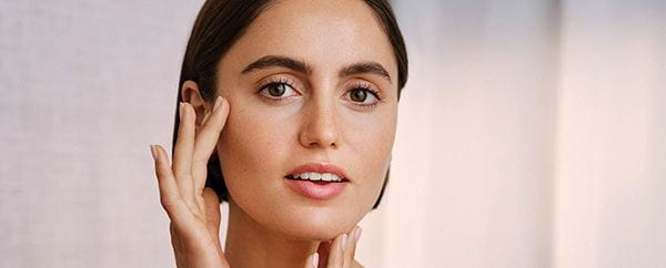 woman with dewy skin