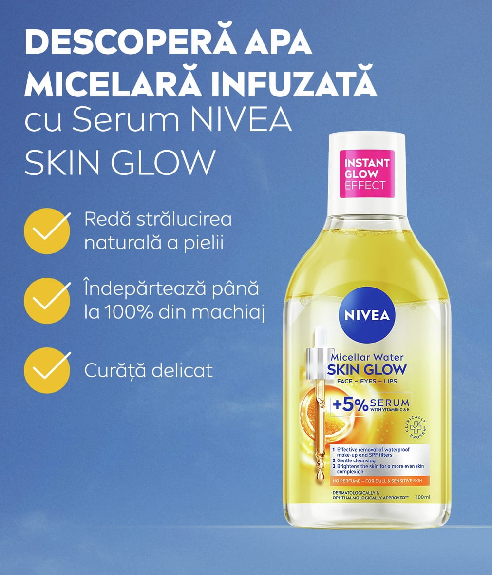 NIVEA Brightening Serum-Infused Micellar Water and a list of text.