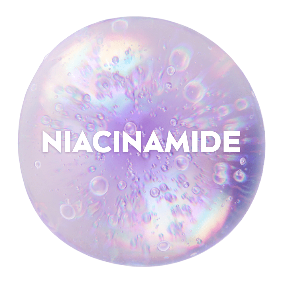 Une sphère parme représentant la Niacinamide.