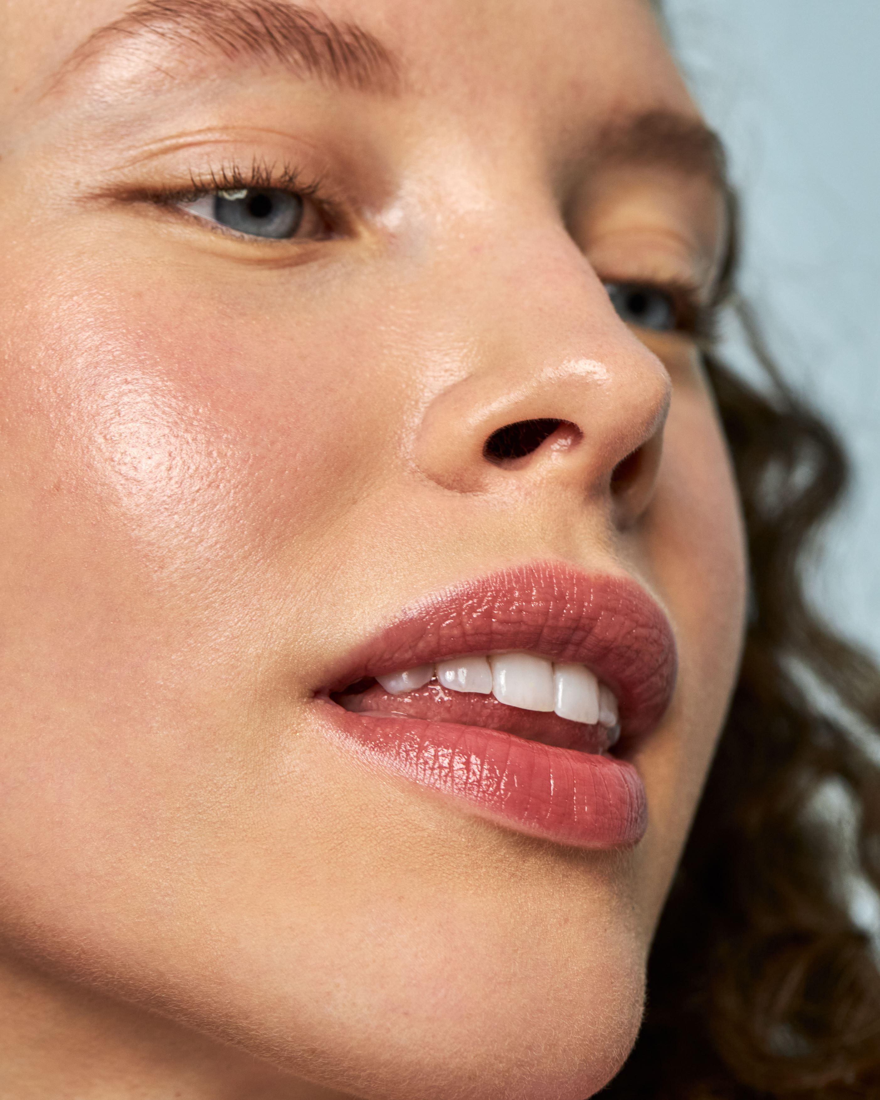 Woman with pink lips