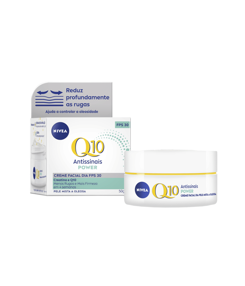 NIVEA Creme Facial Antissinais Q10 Power Dia Pele Mista a Oleosa FPS 30 50g