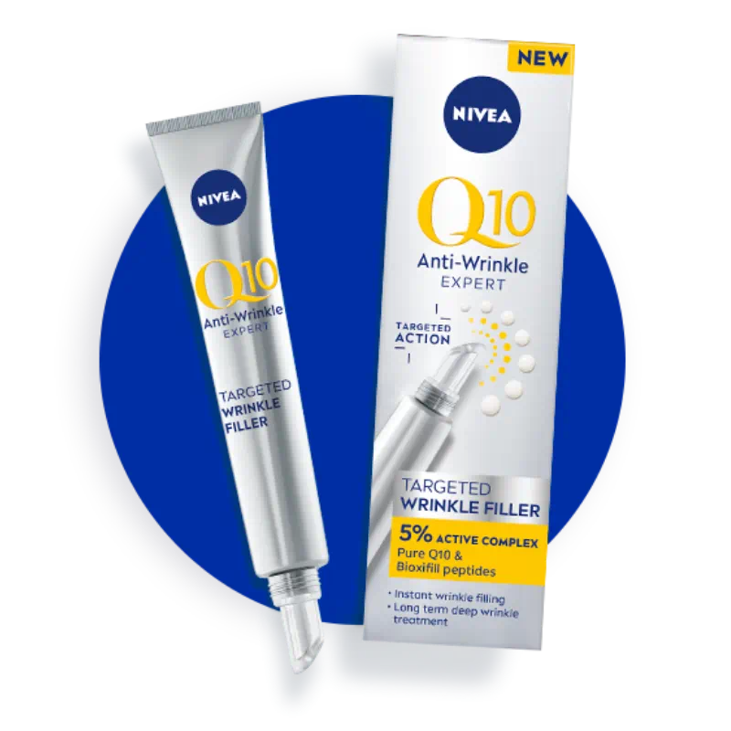 The picture is displaying the packaging of the Nivea Q10 product.