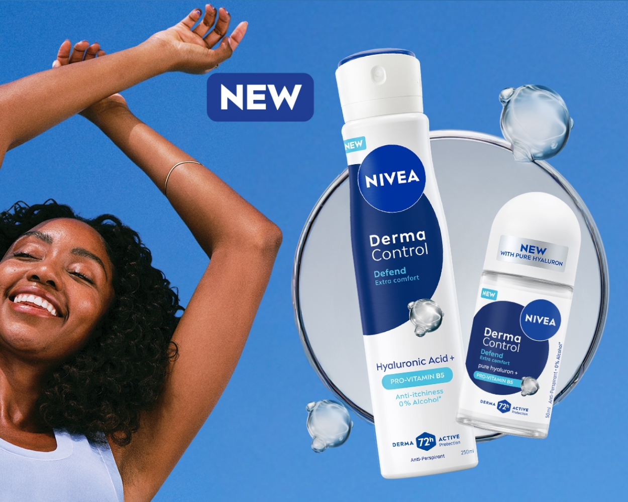 Young woman using Nivea Derma Control deodorant
