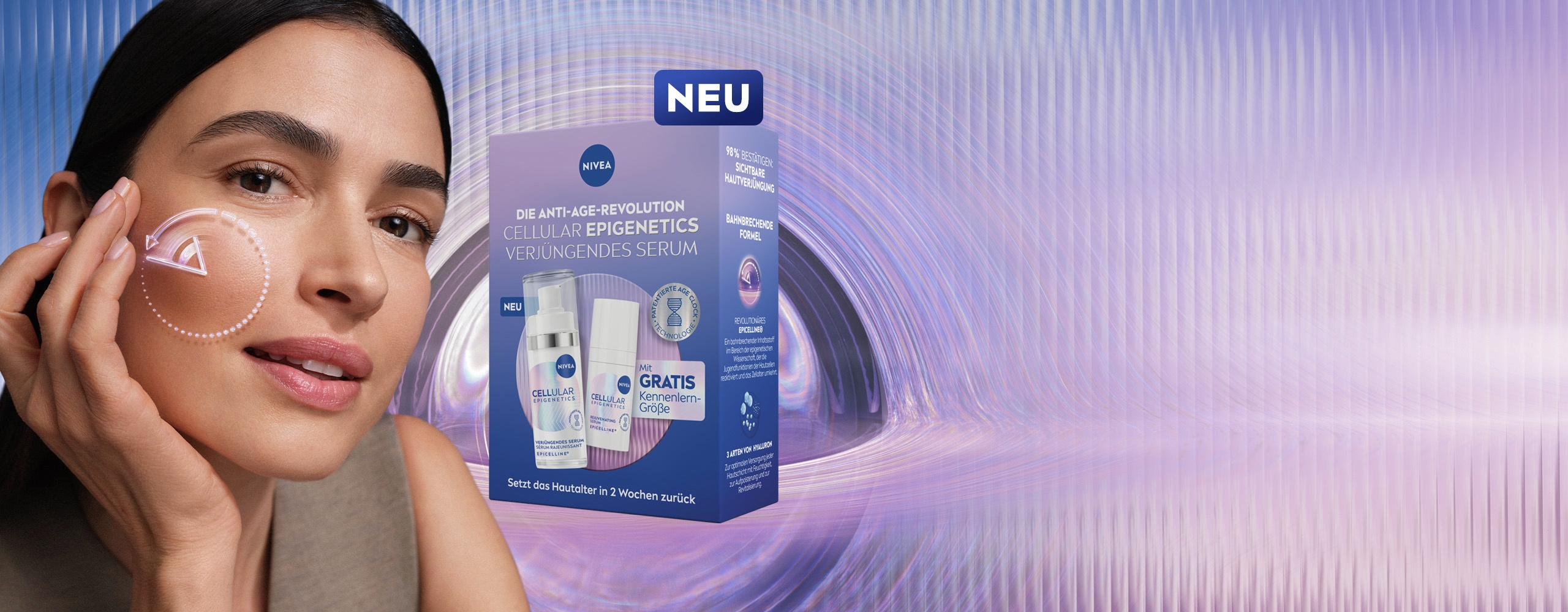 Frau mit NIVEA Cellular Epigenetics Serum