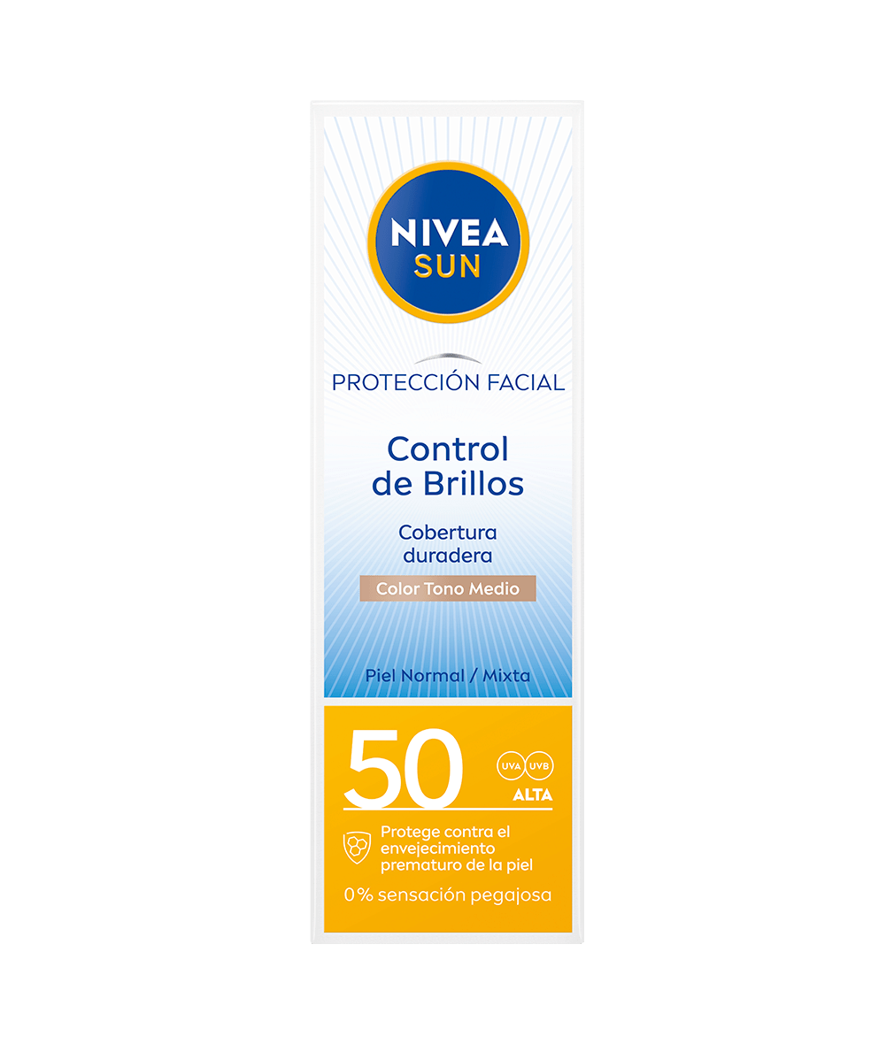 NIVEA SUN Protección Facial Control Brillos con color FP 50