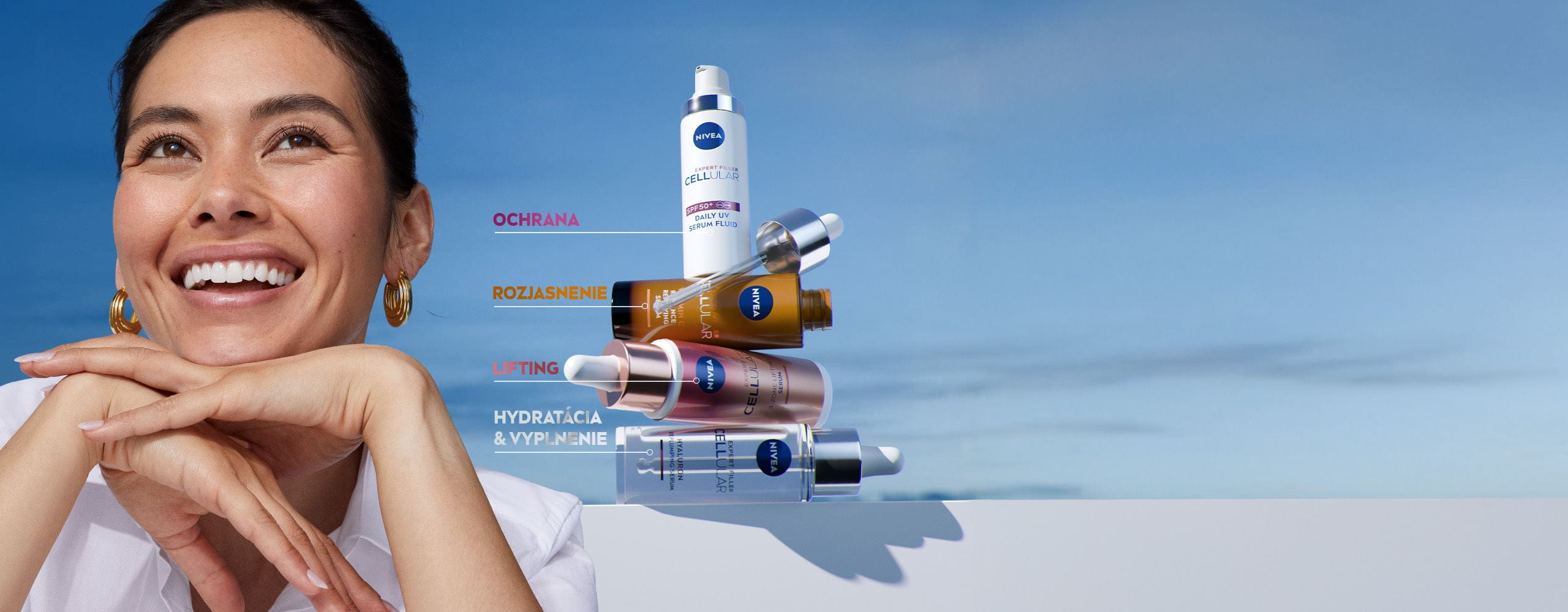 Nové séra radu NIVEA Cellular navrstvené jedno na druhé