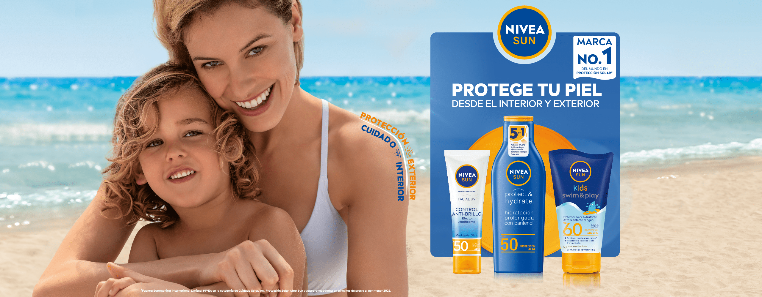 Mujer y niño con protección solar