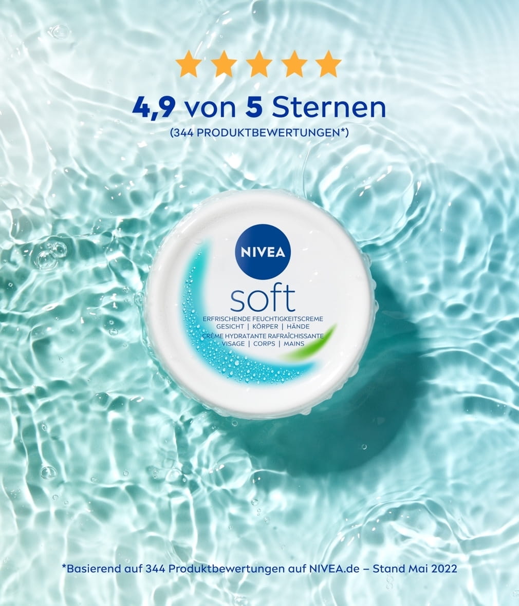 NIVEA Creme Soft Produktabbildung Tiegel mit Bewertung