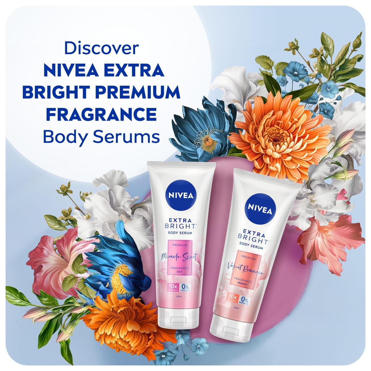001606, STM Bright Signature Serum, Body, NIVEA Extra Bright Premium Fragrance, Miracle Sweet Body Serum 180ml, Velvet Romance Body Serum 180ml, SPGR: 98936, 98937