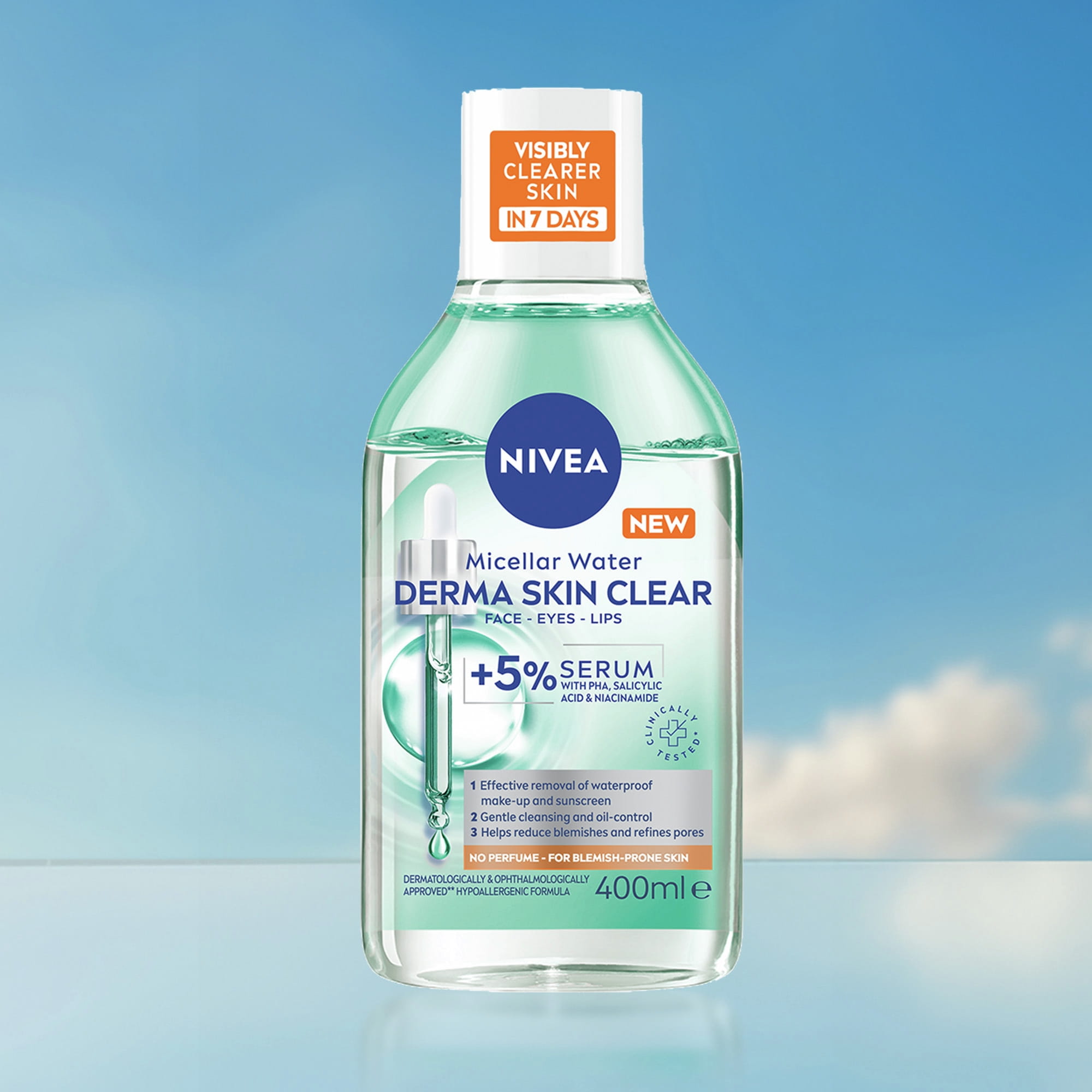 Nivea Skin Clear Wash Gel sitting on a tile bathroom counter next to a sink.
