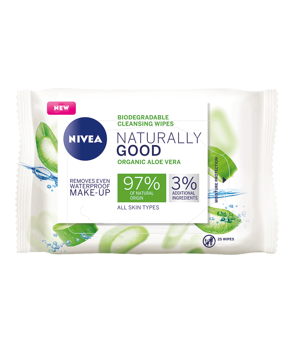 89566-09924-20 Nivea Naturally Good Aloe Vera Bio degradable Cleansing wipes