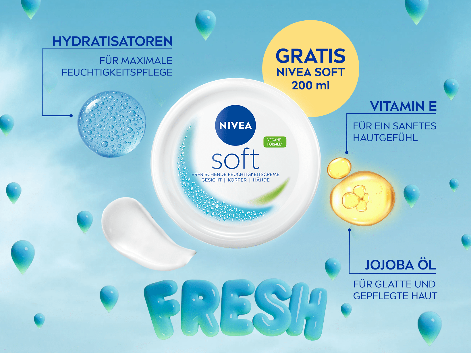  NIVEA Soft 200ml gratis – mit Jojoba Öl, Vitamin E und Hydratisatoren