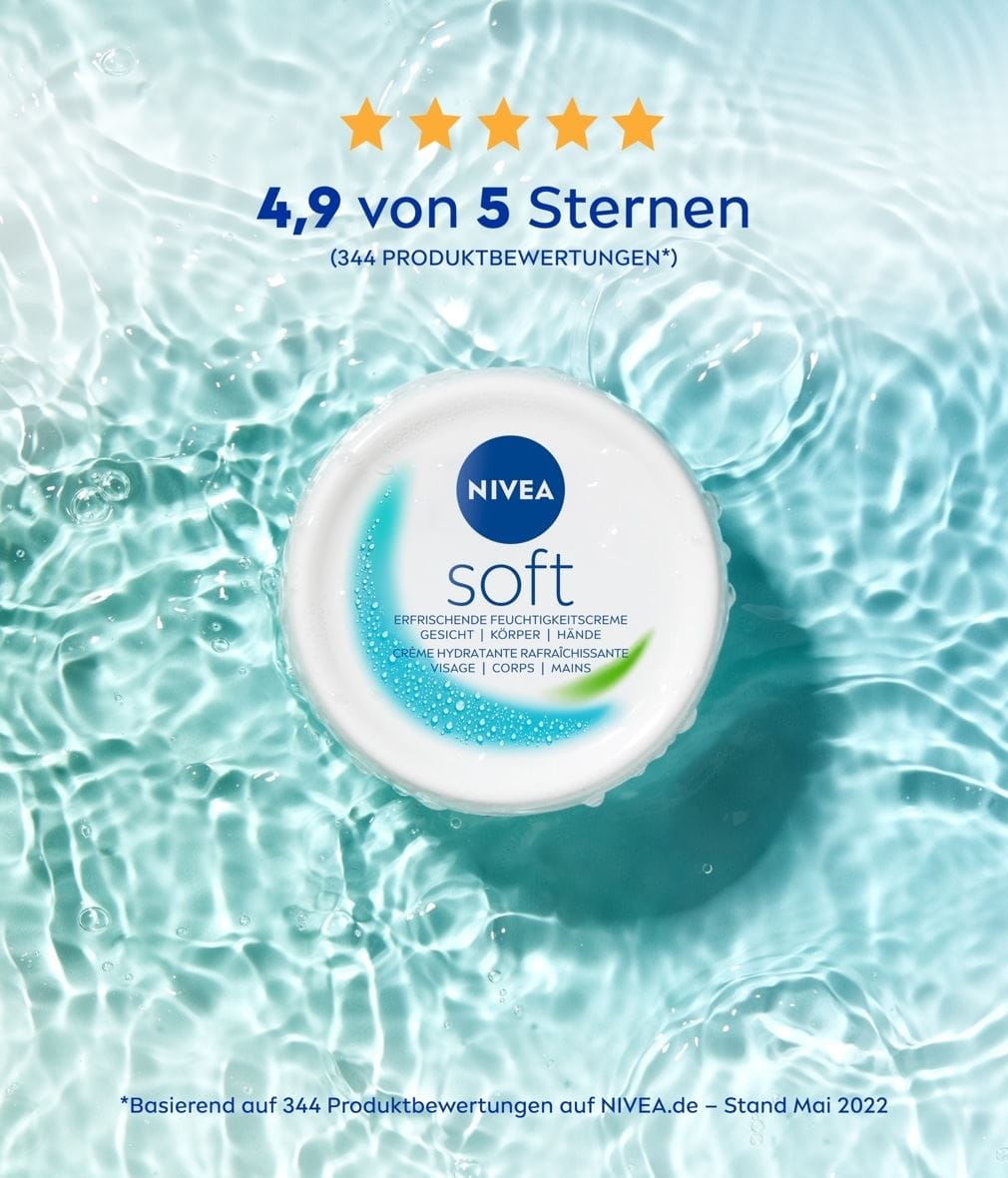 NIVEA Creme Soft Produktabbildung Tiegel mit Bewertung