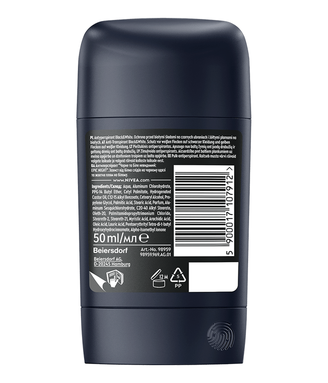 Black & White Invisible Epic Night Stick – 72h – NIVEA