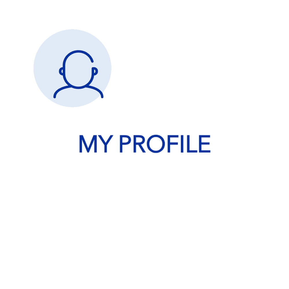 Icon of a person with text 'MY PROFILE'.