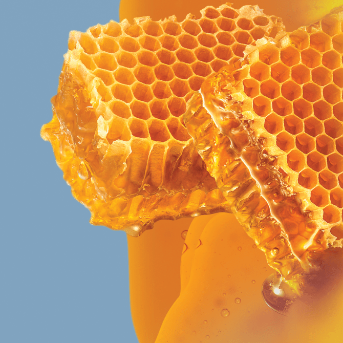 en närbild av honung