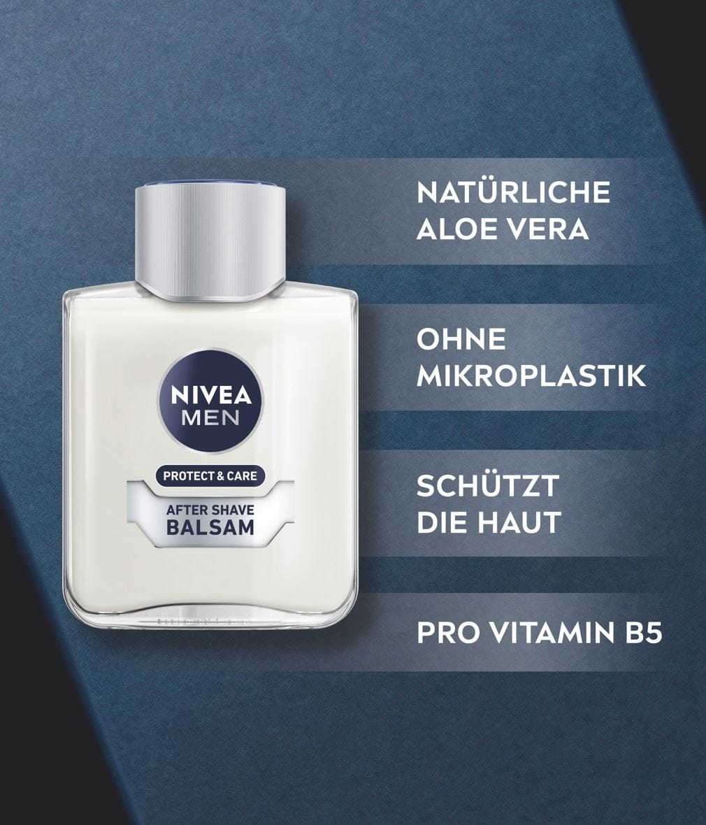 NIVEA MEN Protect & Care After Shave Balsam Produktabbildung mit Benefits