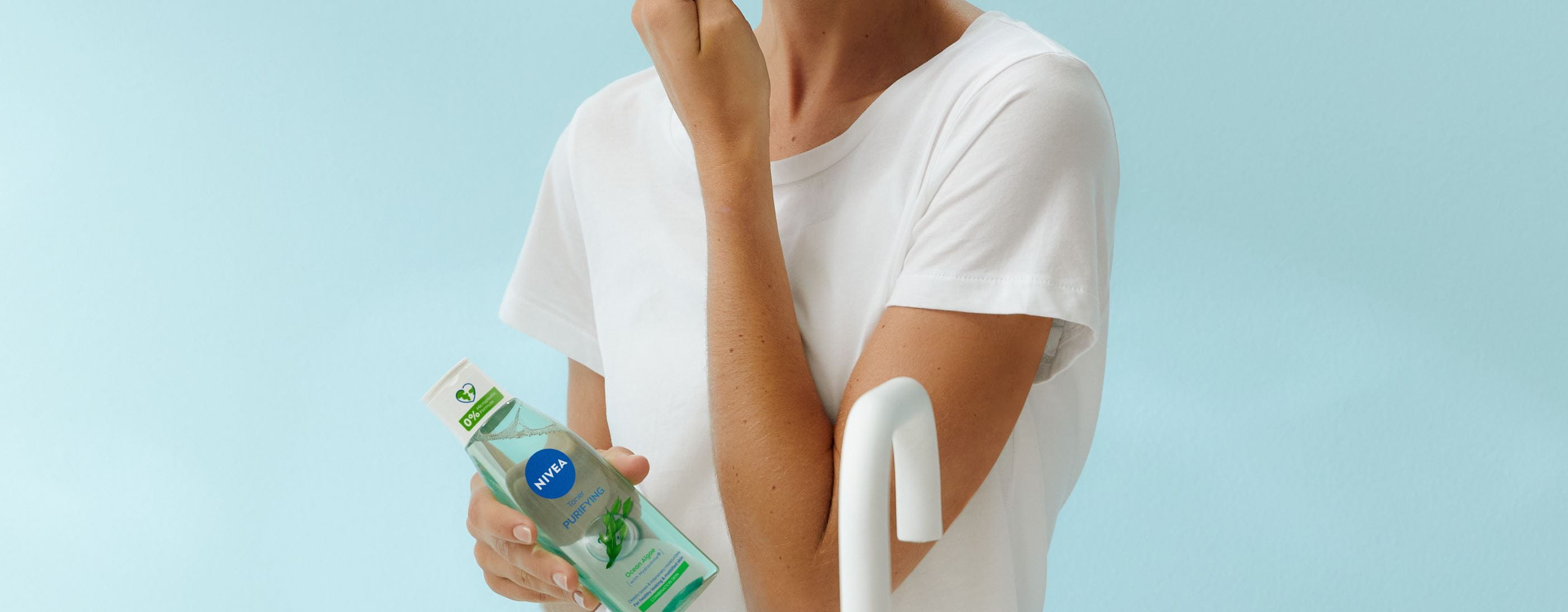 woman applying toner