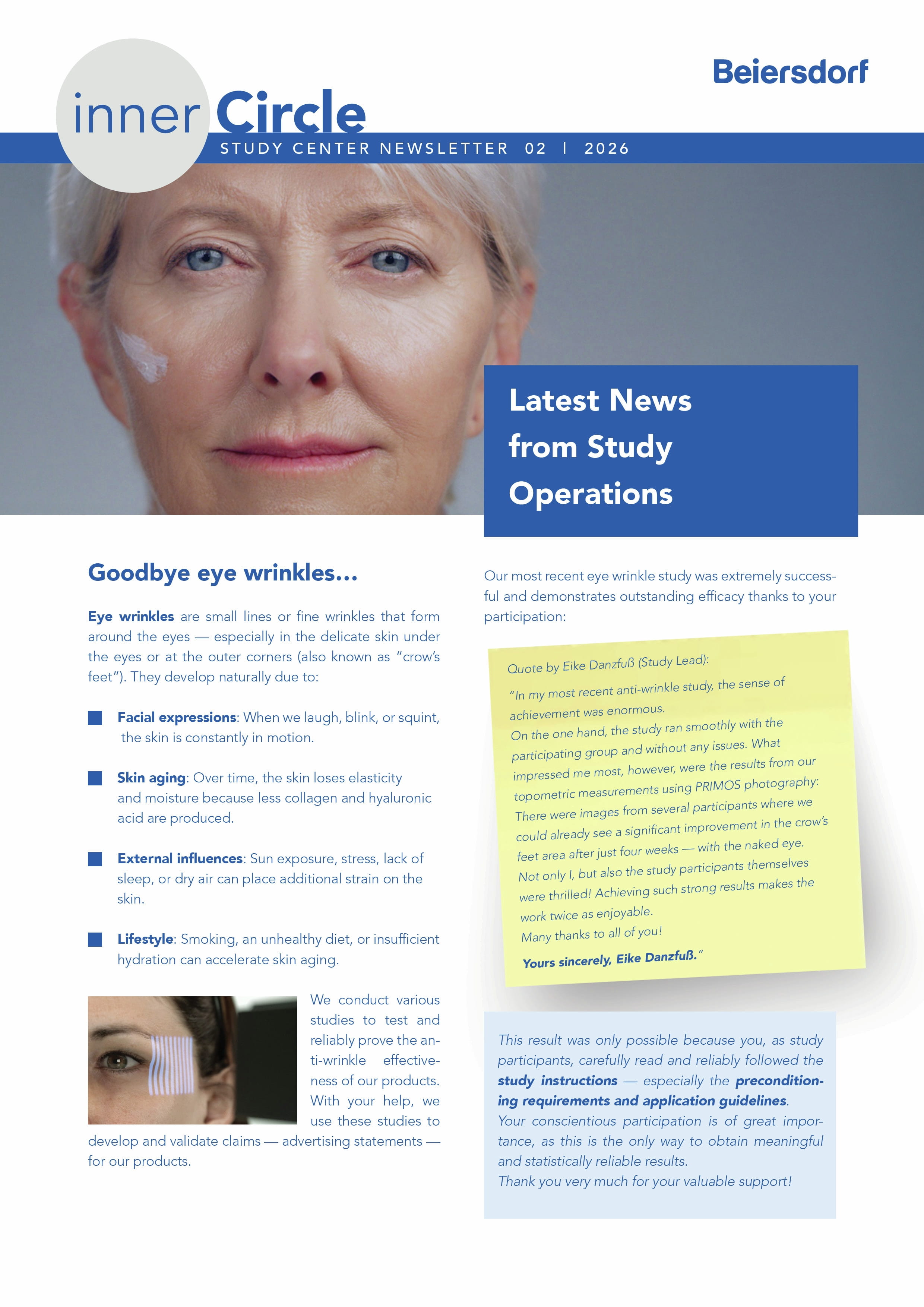 Beiersdorf study participation guide with registration steps and login tips.