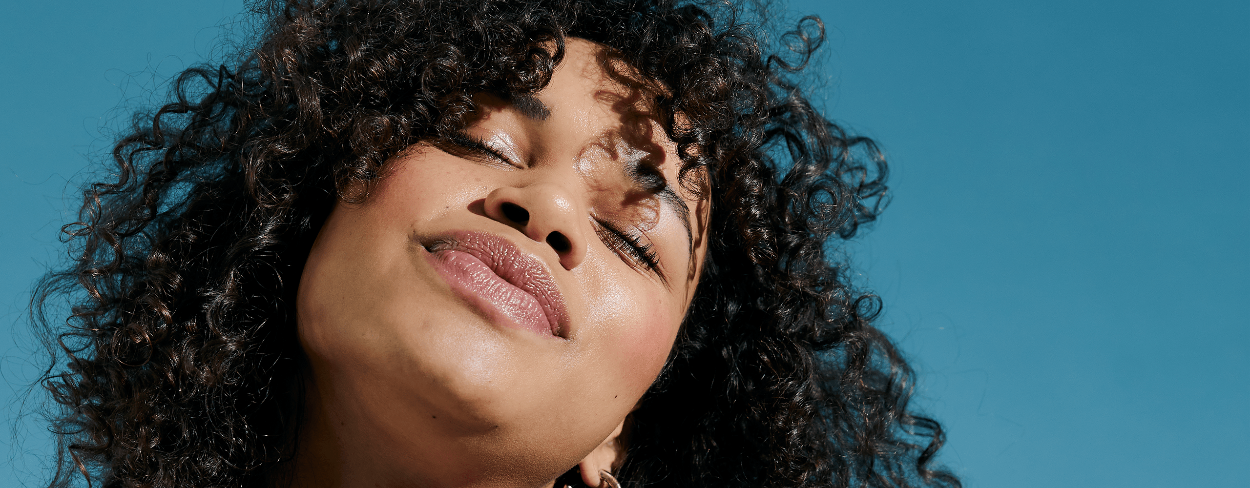 Woman with blue background