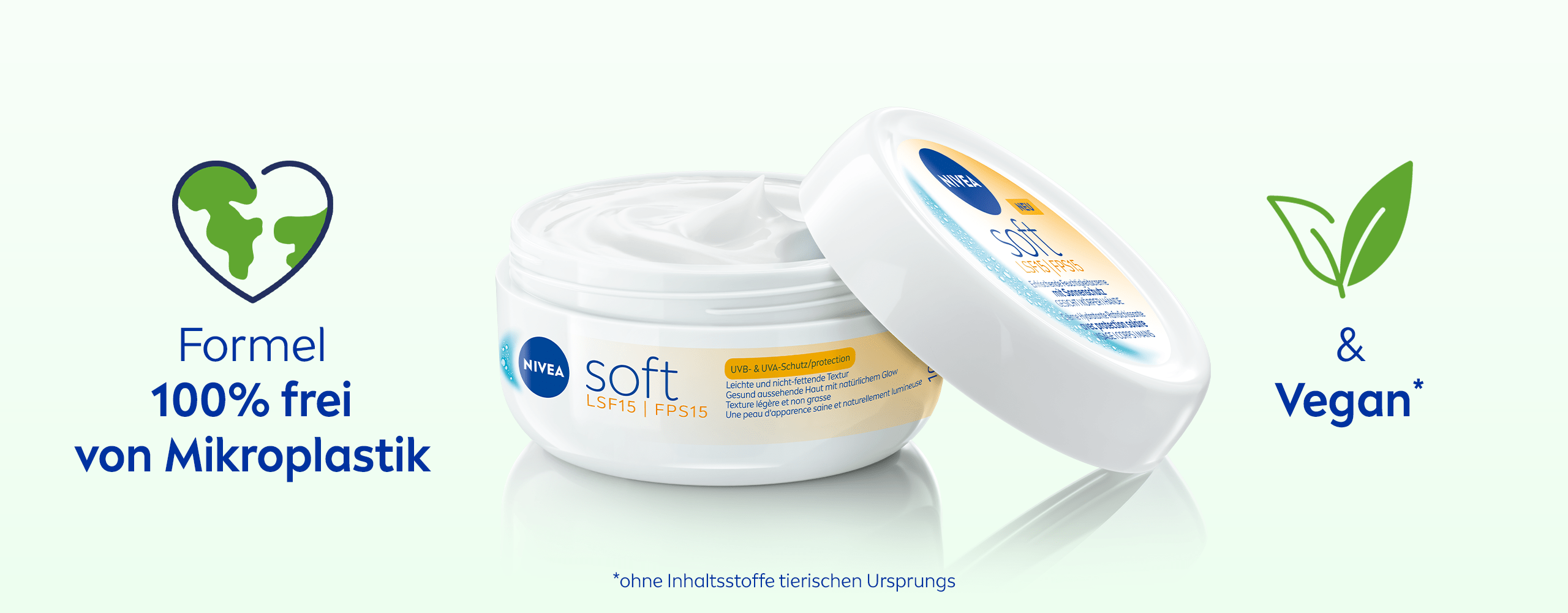 NIVEA Soft mit Lichtschutzfaktor - Vegan und frei von Mikroplastik