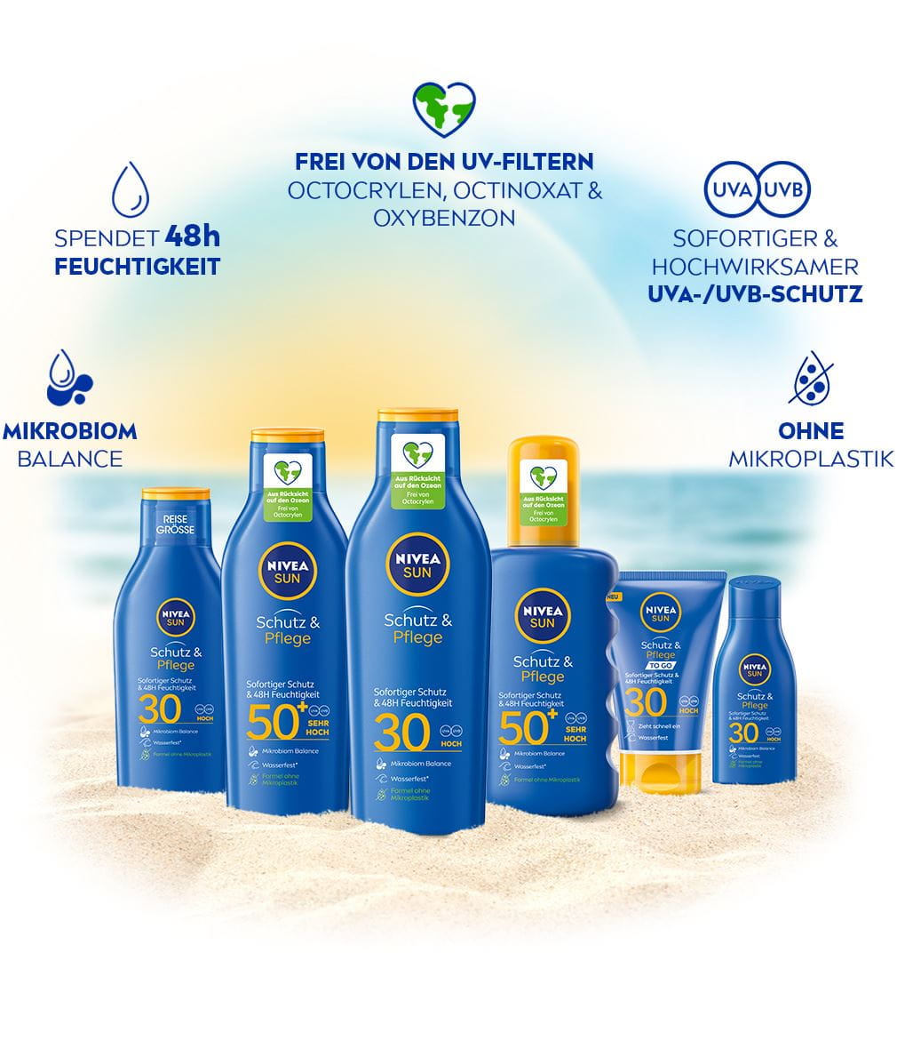 NIVEA SUN SCHUTZ & PFLEGE LOTION LSF30 KOMPOSITION BENEFITS 03