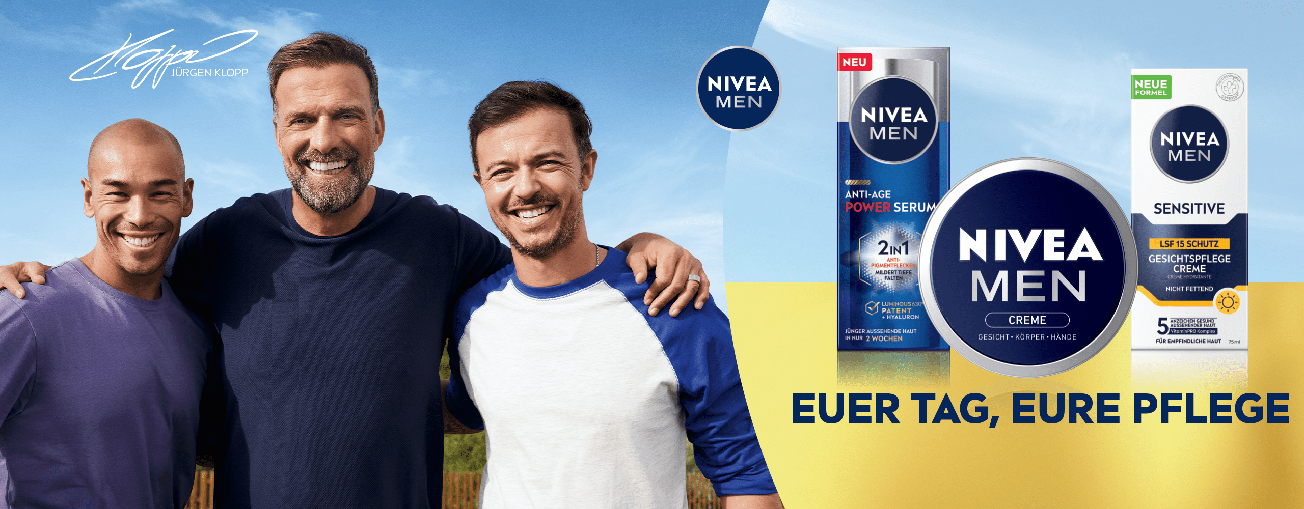Kopfzeilenbild Jürgen Klopp, NIVEA Produkte, 25% Vatertagsrabatt