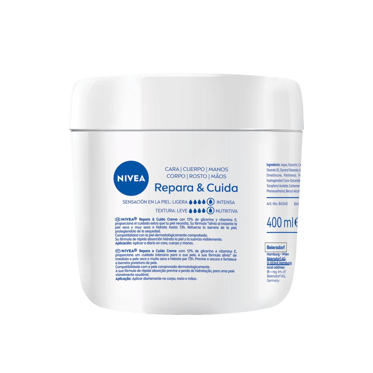 NIVEA; NIVEA APC; NAPC; REPARA; CUIDA; GLICERINA; VITAMINA E; 400ML