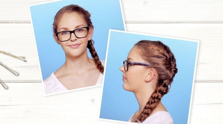 Meisje met schuine vissegraat vlecht