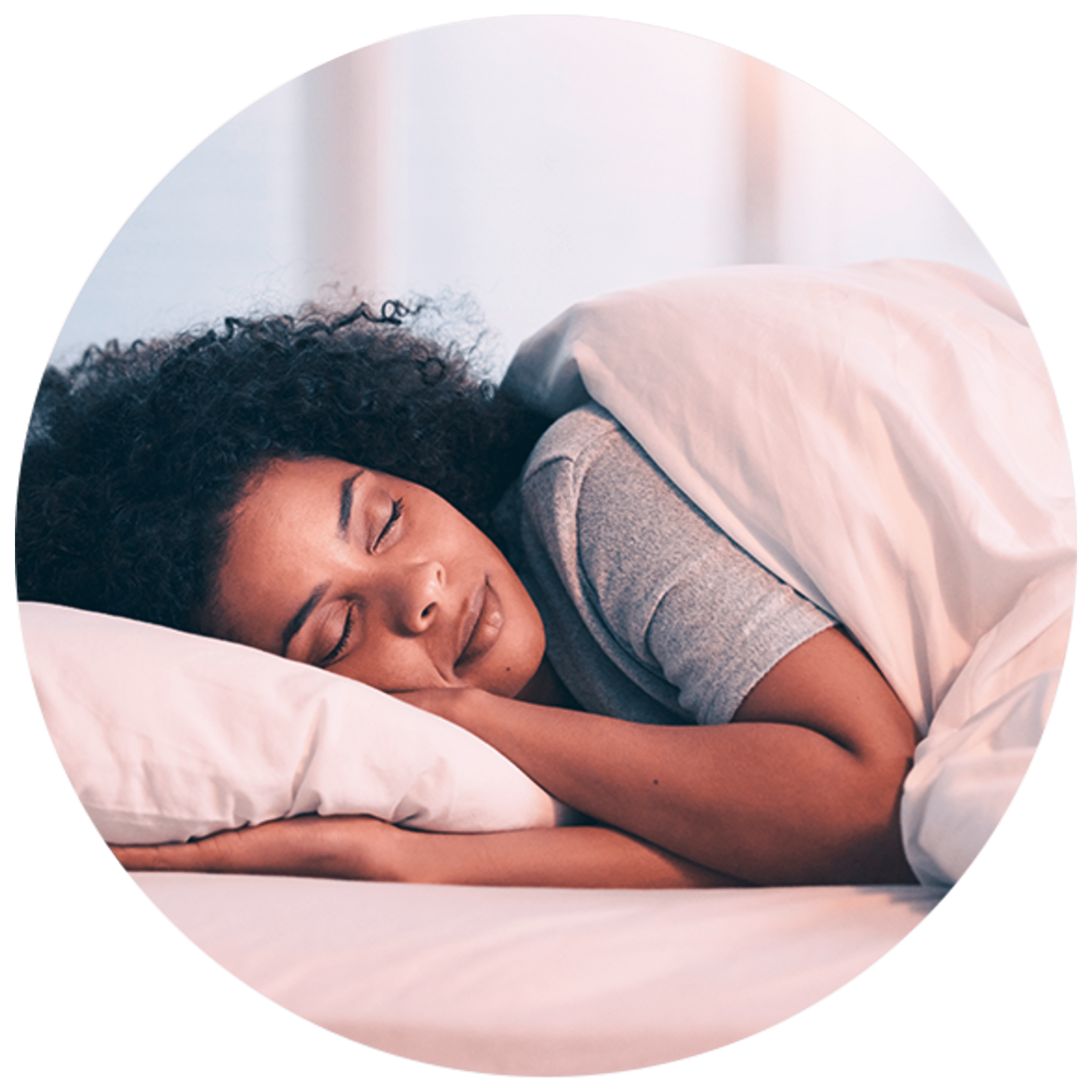 Lady sleeping in a bed