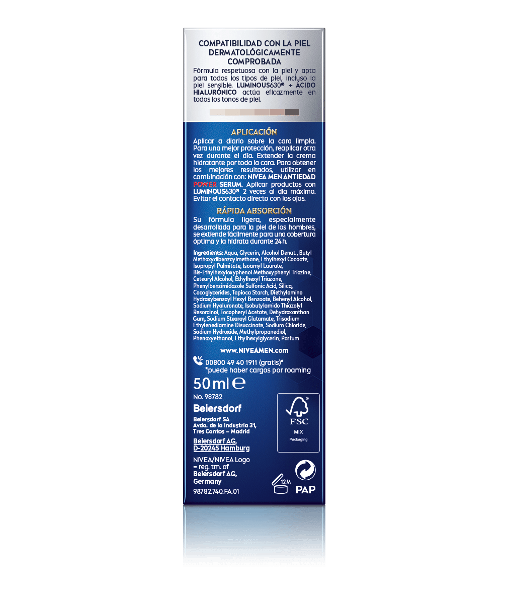 NIVEA MEN Hyaluron Luminous Crema Antiedad Antimanchas FP30