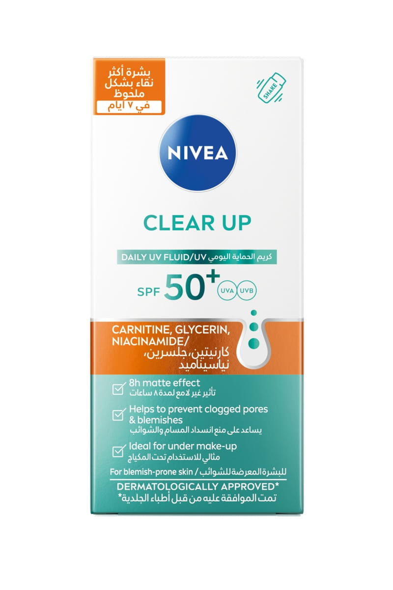 ZA_89552 Nivea_Clear Up_Daily UV Fluid_SPF50_40ml_Box_FOP