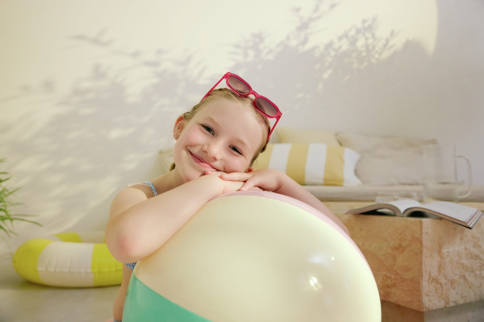 Girl lying on a ball