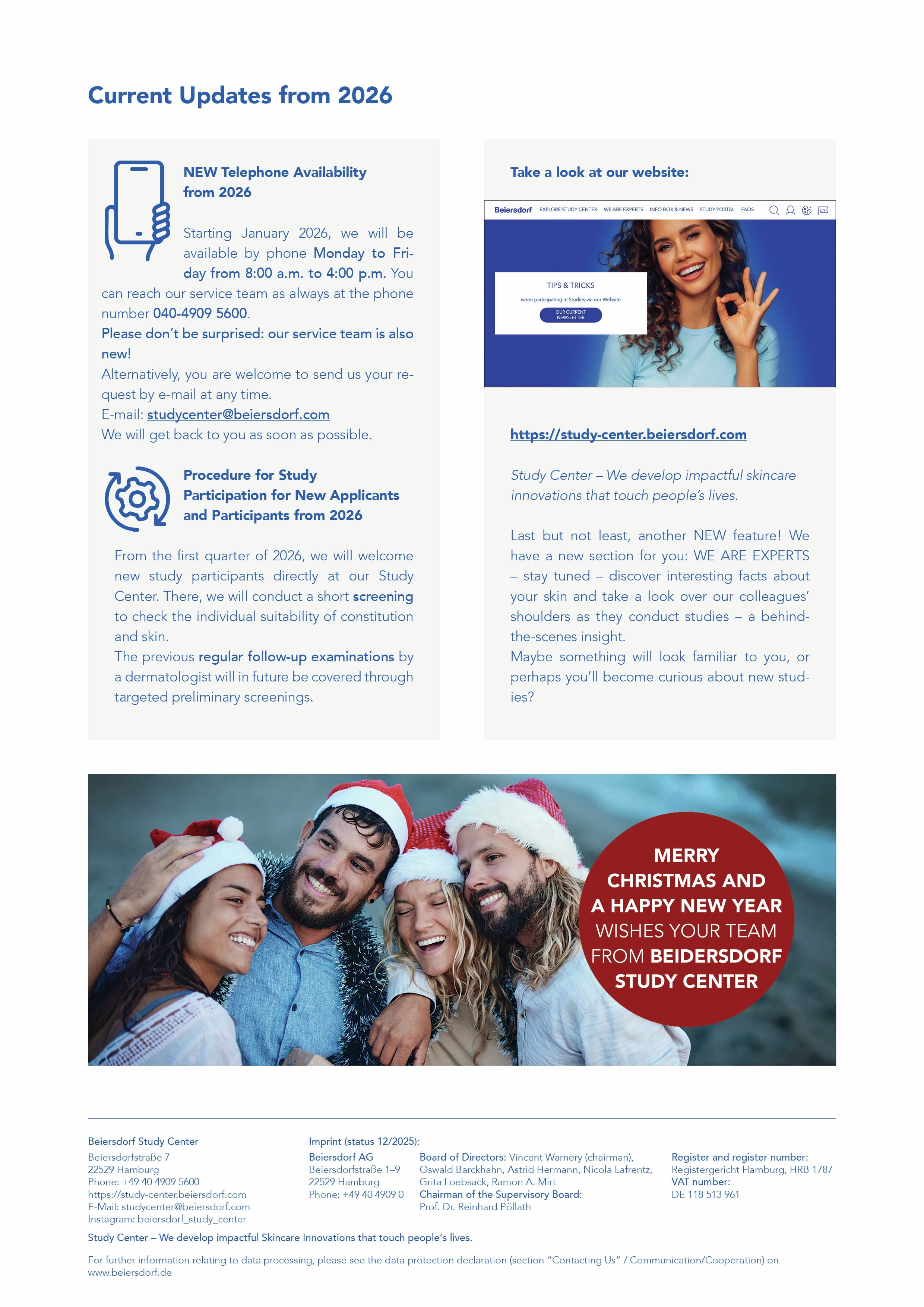 Instructions for Beiersdorf Study Center app usage and study participation. Includes tips for booking studies, deleting the app, and setting up quick access to the study portal.