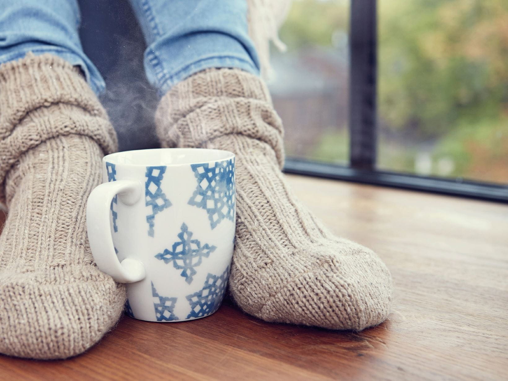 pair of feet wearing socks