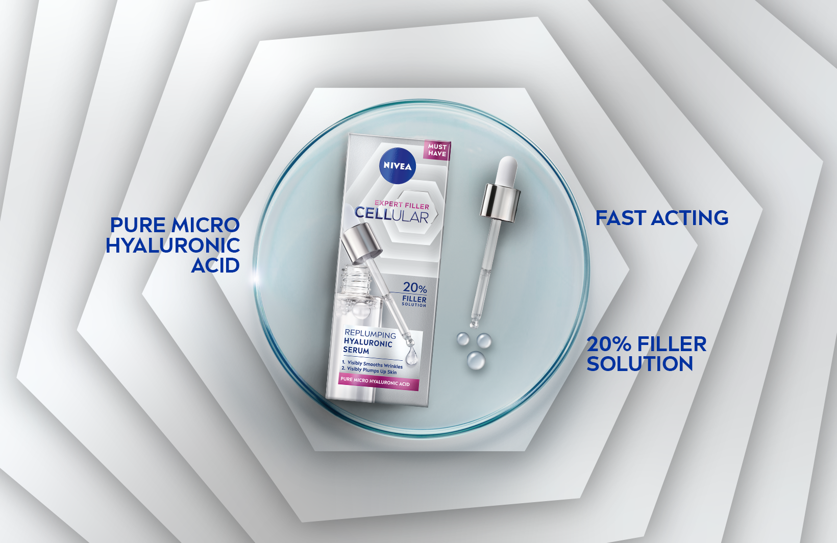 Hyaluronic acid serum packaging from Nivea