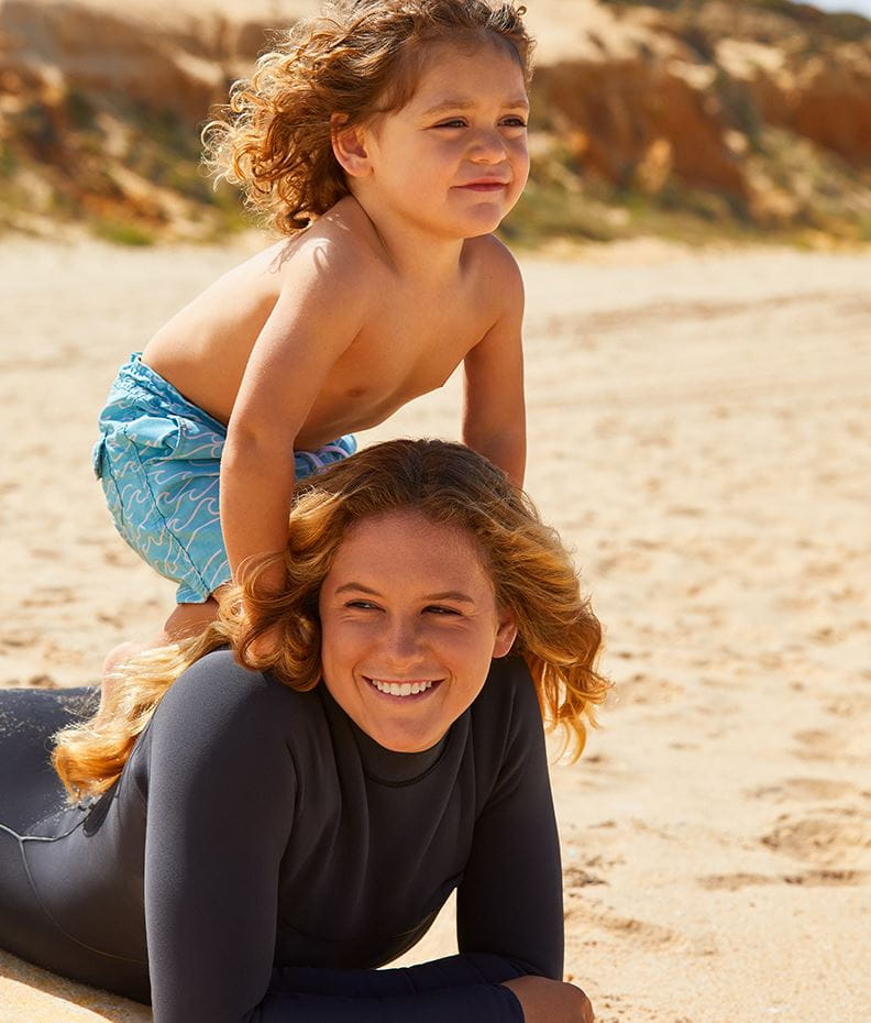 The picture displays a mother and child representing two different skin types for sun lotion to use