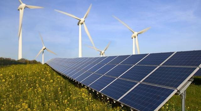 Painéis solares e eólicas