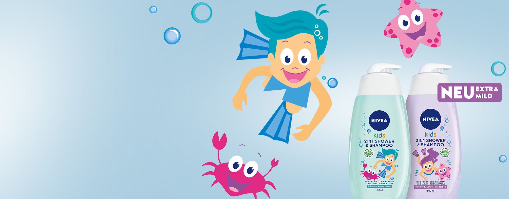 NIVEA Kids 3in1 Duschgel, Shampoo & Spülung Header