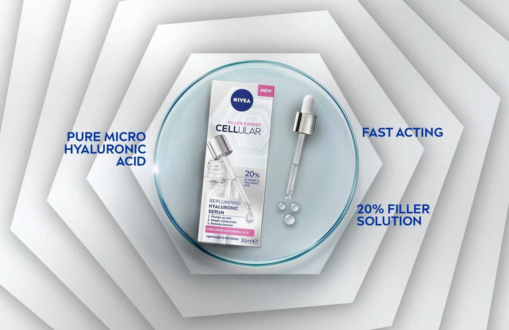 Hyaluronic acid serum packaging from Nivea