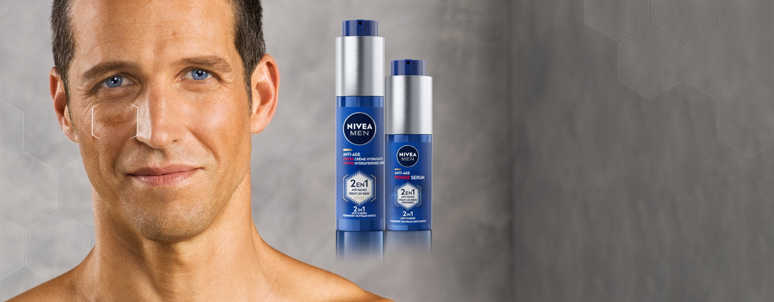 Man met een jong uitziende huid