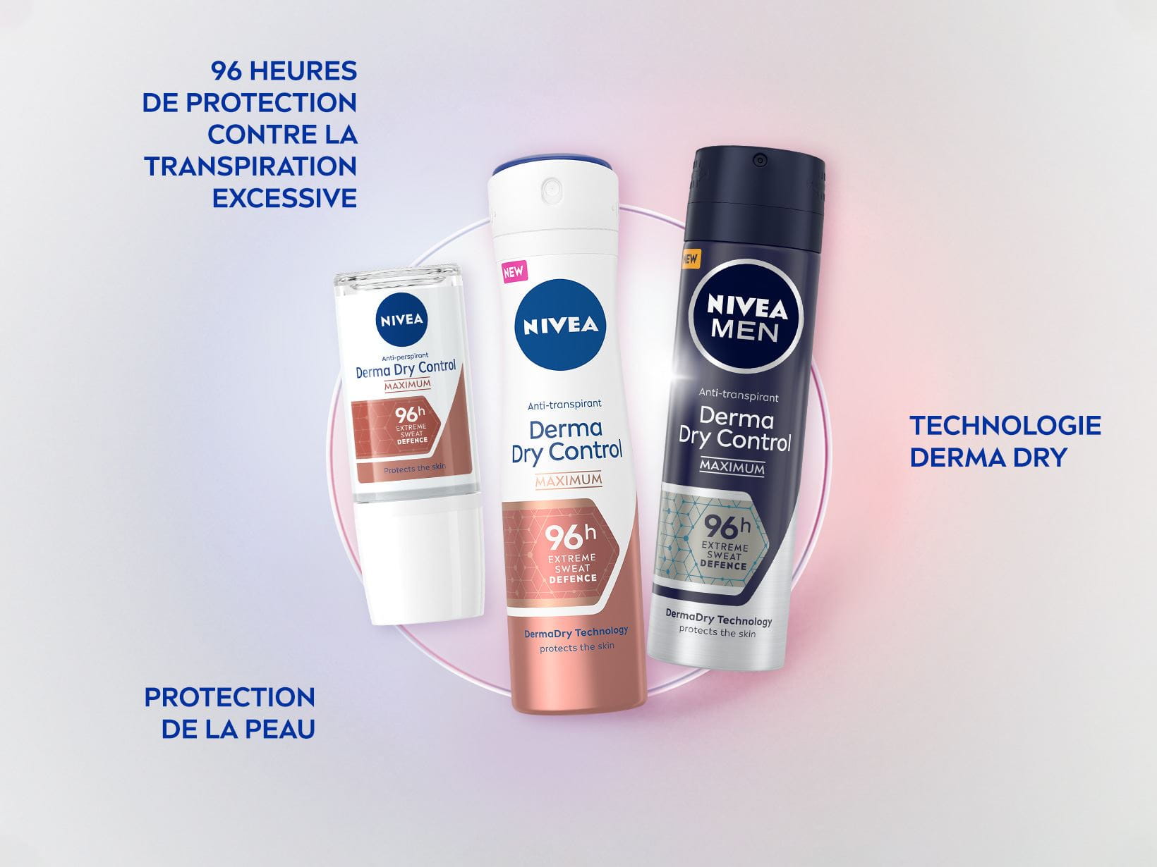 96H DE DÉFENSE CONTRE LA TRANSPIRATION AVEC PROTECTION DE LA PEAU ET TECHNOLOGIE DERMADRY